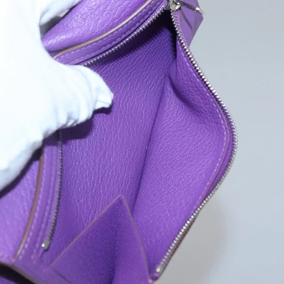 HERMES Bean Soufflé Wallet Shave Purple Auth yk19464V - Picture 10 of 16